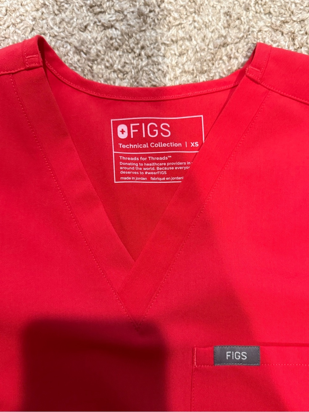 FIGS Kids Bright Red Scrub-Style Pajama Set - Picture 3 of 3